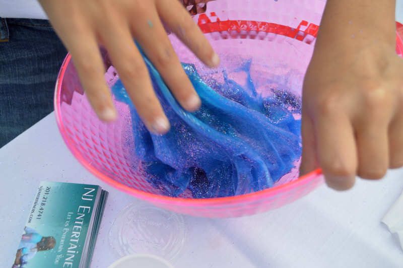 Making Blue Glitter Slime